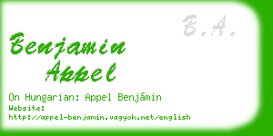 benjamin appel business card